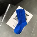 Women autumn winter solid color distressed cotton slouch socks casual fashion hosiery - One Size / Sapphire Blue