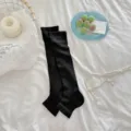 Black ballet style stirrup socks for women, thin ribbed leg warmers for spring and summer. - One Size / Black - Ribbed Stirrup