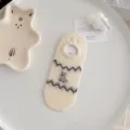 Women's low-cut invisible socks beige knit cute puppy pattern anti-slip spring summer - One Size / Light Yellow - Wavy Little Dog