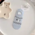 Cute cartoon cat print shallow mouth invisible socks breathable thin women boat socks summer - One Size / Light Blue - Wavy Little Cat