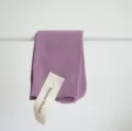 Solid color ribbed straight tube mid-calf cotton socks in elegant pastel purple for women. - One Size / Taro