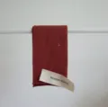 Korean style solid color combed cotton rolled edge mid-tube straight socks in rust red. - One Size / Rouge Red