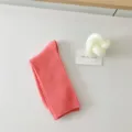 Coral pink ribbed cotton mid-tube socks, solid color daily wear comfortable women socks. - One Size / Watermelon red