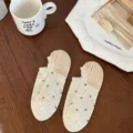 Calcetines de barco bajos con motas de colores para mujer calcetines invisibles de verano - Talla única / Talón Caqui