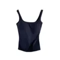 Women ribbed square neck camisole built in bra tank top winter thermal underwear basic vest - M / Navy Blue