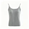 Grey thermal women camisole with built in chest pads and double spaghetti straps winter top - M / Light Gray