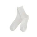 Women's solid white mid-tube socks featuring a cute lace trim and classic ribbed knit design. - One Size / Pure White