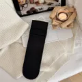 Calcetines acanalados de color sólido para mujer tubo medio otoño versátiles calcetines tejidos negros. - Negro