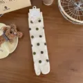 Cream split toe polka dot mid tube socks cute Korean style two toe socks for women - One Size / Coffee Green Polka Dot Style