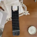Grey plaid split-toe tabi socks, Japanese retro style mid-tube cotton socks. - One Size / Lace Grey Plaid, 1 Pair