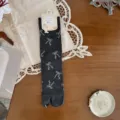 Calzini grigi con dita separate donna metà polpaccio fiocco carino stile retro Tabi - Taglia unica / Fiocco grigio fumo, 1 paio