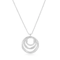 Collana lunga con ciondolo a triplo cerchio color argento con cristalli scintillanti. - Argento (YN-1217-S)
