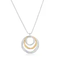 Nahaufnahme des eleganten Mehrkreis-Anhaengers und der feinen Schlangenkette Details. - Silber und Gold (YN-1217-SGS)