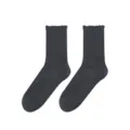 Solid color cotton mid-tube women's socks with cute ruffle lace edge for autumn and winter. - One Size / Tosna Blue