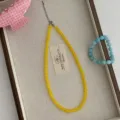 Collana di perle in calcedonio giallo fatta a mano catena vintage minimalista donna estate - Giallo (Z-4578)