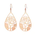 Orecchini pendenti a goccia in oro rosa con fiore di rosa cava per gioielli da donna per tutti i giorni. - Oro Rosa Stile Due (YE-1205RG)