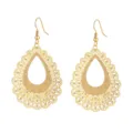Eleganti orecchini pendenti a goccia traforati dorati stile vintage retrò dettaglio - Oro Stile Tre (YE-1206G)
