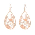 Eleganti orecchini a goccia in oro rosa con design traforato di api e girasoli alla moda. - Oro Rosa Stile Cinque (YE-1208RG)