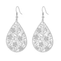 Orecchini pendenti a goccia traforati in metallo argentato, stile retrò per donne chic. - Argento Stile Sei (YE-1209S)