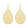 Orecchini pendenti a goccia in filigrana oro stile vintage lusso dettaglio - Oro Stile Nueve (YE-1212G)