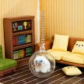 Cute 4cm clear capsule cat keychain toy pendant for car home desktop decor charm. - Wood Carving Standing Cat Series Cute Grain - Siamese Cat Style / OPP Bag Packaging