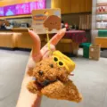 Plush puppy dog keychain cute plushie bag charm with hat and sunglasses for birthday gift - Teddy Style