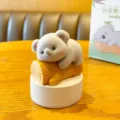 Cute flocked koala figurine on log ornament, perfect for car dashboard, home and office desk decor. - Nap Style / Boxed