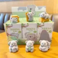 Flocked Koala Figurine Set Cute Animal Desk Decor Miniature Toy Car Dashboard Ornament - Mixed Pack of 6 / Boxed