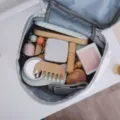Kids wooden makeup toy set with cosmetic bag pretend play beauty salon kit for girls - NU Macaron Hairdressing & Makeup Bag Set
