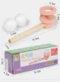 Wooden suspension blow ball toy for kids, classic nostalgic game with two foam balls and box. - Macaron Pink