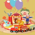 Ensemble de train de cirque en bois pour enfants, jouet éducatif d'assemblage avec animaux. - Circuits de train cirque 25 pièces