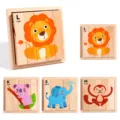 Wooden animal letter puzzle block toy for kids early education, alphabet spelling game - Forest Animals