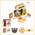 Set giocattolo mixer da cucina in legno per bambini con accessori da forno e cibo in legno - Frullatore / Verde