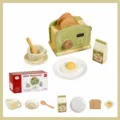 Set di giocattoli per tostapane di simulazione in legno per bambini, macchina verde. - Macchina del pane / Verde