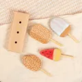 Ensemble de jouets de crème glacée en bois, charmant bâtonnet cuisine jeu de rôle cadeau. - Set de Bâtonnets de Glace en Hêtre
