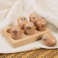 Ensemble de jouets en bois pour la reconnaissance des émotions avec base et œufs expressifs. - Set d'Œufs d'Expression