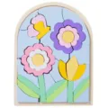Jouet puzzle fleur dessin animé en bois, bloc éducatif arche pastel pour enfants. - Fleur