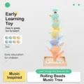 Wooden rainbow musical tree toy for kids color cognitive rolling ball early learning toy - Small Macaron Musical Tree with Tray