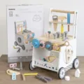 Wooden multi-functional nut tool cart baby walker educational toy with assembly parts. - Danish Aristocrat Nut & Bolt Tool Cart Toy