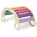 Wooden rainbow climbing arch and rocking toy for kids, multi-color wooden sensory toy - Macaron Color Rocking Chairs