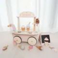 Chariot de glace en bois pour enfants ensemble de jouets avec cornet et accessoires SKU - Gese - Camion de glace pêche rose et blanc (grand modèle A)