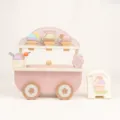 Wooden ice cream cart toy set for kids, pretend play kitchen food toy with colorful ice cream cones. - MAOMAO - White Peach Cheese Ice Cream Truck (Small Style B)