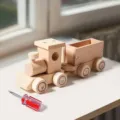 Wooden toy train set for kids, solid wood vehicle model with screwdriver tool variant. - Small Train / 0.5kg