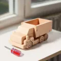 Wooden toy truck for kids, solid wood construction vehicle model with screwdriver tool. - Truck / 0.5kg