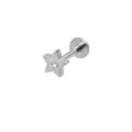 Edelstahl Stern Labret Piercing Schmuck mit klarem Kristall für Tragus Ohrstecker Knorpel. - Fünfzackiger Stern / Silber