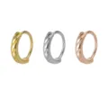 Fashion copper alloy geometric texture hoop nose ring body piercing jewelry variant options - Slant Texture Style / Set of 3