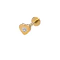 Edelstahl Herz Labret Piercing Stecker mit klarem Zirkonia für Ohr und Lippe Schmuck. - Herzform / Gold
