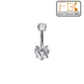 Titanium G23 Bauchnabelring Piercing mit einem funkelnden Herz Zirkonia und Top Stein. - Herz- und Rundstein-Stil