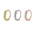 Stylish geometric hoop nose ring in gold silver rose gold, trendy piercing body jewelry. - Diamond Texture Style / Set of 3