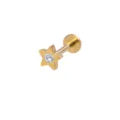 Goldenes Stern Labret Piercingstecker Schmuck mit klarem Zirkonia für Damen - Fünfzackiger Stern / Gold